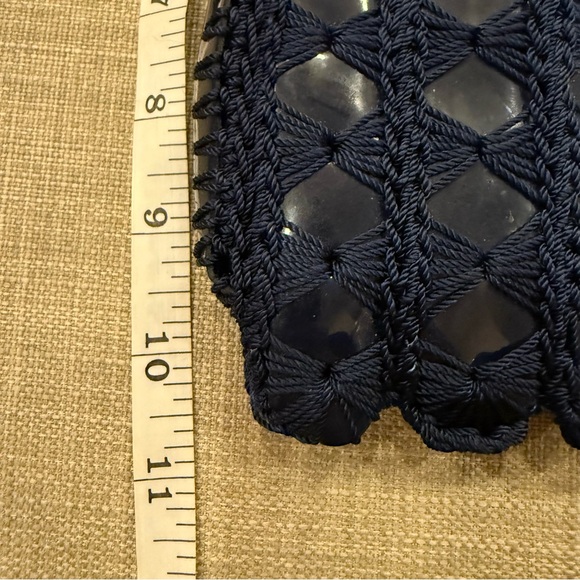 Vintage Crochet Navy Blue Gold Chain Kiss Lock Bag by Solar LTD Italy - Picture 8 of 9